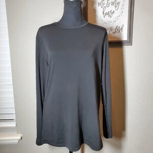 Hickey Freeman Women's Black Ribbed Long Sleeve Top Size Large
